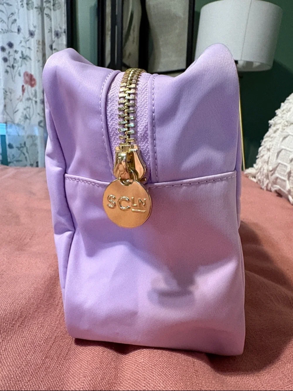 Pastel Lavender Embroidered Cosmetic Pouch - New Orleans Design SCL